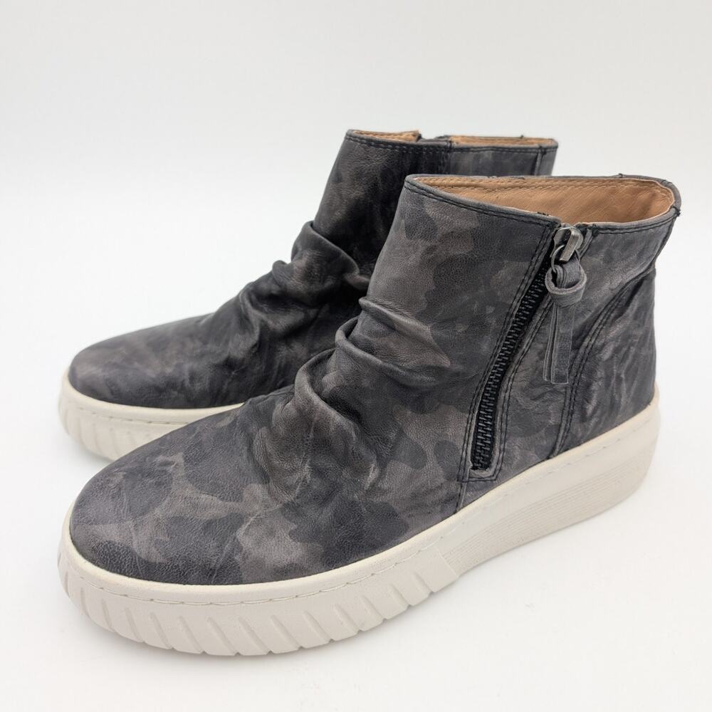 Sofft Portland Ankle Boots Leather Zip Up Women's Camo Gray Size US7.5M EU38